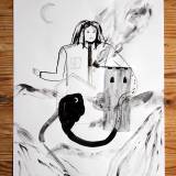drawings, watercolors, aesthetic, figurative, landscape, portraiture, botany, nature, black, grey, white, charcoal, ink, paper, watercolor, decorative, houses, interior, interior-design, mountains, scenery, Buy original high quality art. Paintings, drawings, limited edition prints & posters by talented artists.