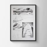 drawings, aesthetic, geometric, landscape, monochrome, architecture, botany, nature, black, grey, charcoal, paper, pencils, architectural, interior, interior-design, scenery, Buy original high quality art. Paintings, drawings, limited edition prints & posters by talented artists.
