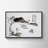 drawings, geometric, landscape, architecture, nature, patterns, black, grey, white, artliner, charcoal, pencils, buildings, scenery, Buy original high quality art. Paintings, drawings, limited edition prints & posters by talented artists.