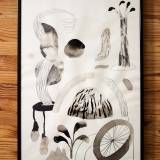 Nature I | Drawings, Gouache, Watercolors | Emilie Aastrup | Beauton Art Gallery drawings, gouache, watercolors, abstract, aesthetic, landscape, monochrome, botany, nature, patterns, beige, black, paper, watercolor, abstract-forms, beautiful, black-and-white, decorative, flowers, interior, interior-design, plants, pretty, trees, Buy original high quality art. Paintings, drawings, limited edition prints & posters by talented artists.