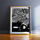 posters-prints, giclee-print, graphical, illustrative, monochrome, portraiture, cartoons, movement, nature, sky, black, white, ink, paper, atmosphere, black-and-white, contemporary-art, danish, decorative, design, faces, modern, modern-art, mountains, nordic, posters, prints, scandinavien, scenery, Buy original high quality art. Paintings, drawings, limited edition prints & posters by talented artists.