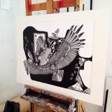 illustrations. Eagle, Indian, birds, Expressive modern art. animals. talented artists, online art gallery.