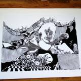 Eagles. An original illustration by artist Marianne Stenberg. illustration. Expressive modern art. animals. talented artists, online art gallery.