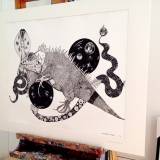 Iguana and Snake signs. An illustration by artist Marianne Stenberg. illustration. Expressive modern art. animals. talented artists, online art gallery.