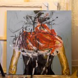 paintings, abstract, aesthetic, expressive, portraiture, bodies, movement, people, black, grey, orange, acrylic, cotton-canvas, abstract-forms, contemporary-art, decorative, expressionism, interior, interior-design, women, Buy original high quality art. Paintings, drawings, limited edition prints & posters by talented artists.