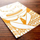 Golden Gentleman | Art-prints, Serigraphs | Mormor | Beauton Art Gallery art-prints, serigraphs, family-friendly, figurative, monochrome, pop, cartoons, humor, people, gold, white, acrylic, paper, amusing, contemporary-art, copenhagen, danish, decorative, design, faces, interior, interior-design, modern, modern-art, nordic, pop-art, posters, prints, scandinavien, urban, Buy original high quality art. Paintings, drawings, limited edition prints & posters by talented artists.