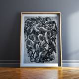 art-prints, engravings, abstract, aesthetic, monochrome, movement, black, grey, white, ink, paper, abstract-forms, autumn, danish, decorative, design, interior, interior-design, nordic, scandinavien, Buy original high quality art. Paintings, drawings, limited edition prints & posters by talented artists.