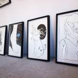 Original drawing by Halfdan Pisket. Framed in a classic black wooden frame with glass. Beauton Art Gallery - Paintings, drawings and illustraions. foot logo gladiator strong and expressive art illustrations and drawings, talented Danish illustrator, cartoonist