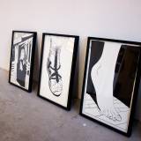 Original drawing by Halfdan Pisket. Framed in a classic black wooden frame with glass. Beauton Art Gallery - Paintings, drawings and illustraions. foot logo gladiator strong and expressive art illustrations and drawings, talented Danish illustrator, cartoonist