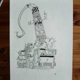 Crane Of Death - 29,7 x 42 cm., A3. An original illustration by Rune Alexandersen.  The drawing is done on thick acid-free permanent paper. The drawing is not framed.