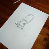 Gun Buster - 29,7 x 42 cm., A3. An original illustration by Rune Alexandersen.  The drawing is done on thick acid-free permanent paper. The drawing is not framed.