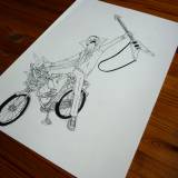 moped, guitar, bike, illustrations and drawings, art, art gallery, gallery, funny drawing, street art, pop culture, inspiration,