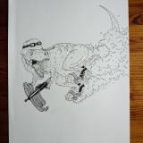 T-Rex - 29,7 x 42 cm., A3. An original illustration by Rune Alexandersen.  The drawing is done on thick acid-free permanent paper. The drawing is not framed.