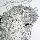 Tjernobill - 29,7 x 42 cm., A3. An original illustration by Rune Alexandersen. power station chimney, illustrations and drawings, art, art gallery, gallery, funny drawing, street art, pop culture, inspiration