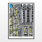 Little Brooklyn | Posters-prints, Giclee-print | Mormor | Beauton Art Gallery posters-prints, giclee-print, family-friendly, figurative, graphical, illustrative, architecture, cartoons, moods, sky, black, blue, grey, white, yellow, ink, paper, architectural, beautiful, buildings, cities, contemporary-art, copenhagen, danish, decorative, design, interior, interior-design, modern, nordic, posters, prints, scandinavien, street-art, streets, Buy original high quality art. Paintings, drawings, limited edition prints & posters by talented artists.