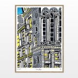 Little Brooklyn | Posters-prints, Giclee-print | Mormor | Beauton Art Gallery posters-prints, giclee-print, family-friendly, figurative, graphical, illustrative, architecture, cartoons, moods, sky, black, blue, grey, white, yellow, ink, paper, architectural, beautiful, buildings, cities, contemporary-art, copenhagen, danish, decorative, design, interior, interior-design, modern, nordic, posters, prints, scandinavien, street-art, streets, Buy original high quality art. Paintings, drawings, limited edition prints & posters by talented artists.