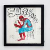 Superhero – 20 x 20 cm. - Louise Bech Pedersen strong and expressive illustrations, talented young artist, online art gallery