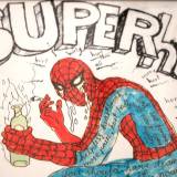 Superhero – 20 x 20 cm. - Louise Bech Pedersen strong and expressive illustrations, talented young artist, online art gallery