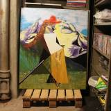 Mountain Climber with red hat | Paintings | Anja Hemmingsen | Beauton Art Gallery paintings, colorful, figurative, geometric, graphical, landscape, portraiture, nature, blue, brown, green, violet, acrylic, cotton-canvas, copenhagen, cubes, cubism, danish, decorative, design, interior, interior-design, mountains, nordic, scandinavien, scenery, vivid, Buy original high quality art. Paintings, drawings, limited edition prints & posters by talented artists.