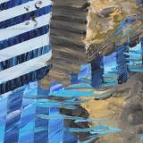 bridge water streaks blue colors abstract paintings galleries artists art decor