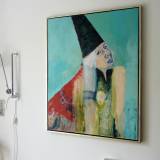 paintings, family-friendly, figurative, portraiture, people, red, turquoise, acrylic, cotton-canvas, faces, fantasy, women, Buy original high quality art. Paintings, drawings, limited edition prints & posters by talented artists.