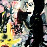 Madly in Love - 70 x 100. An original painting by artist Louise Bech Pedersen. Art online galleries, Large beautiful abstract paintings with animals, gift, gift, home furnishing, talented artists