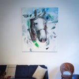 paintings, graphical, animals, wildlife, blue, green, white, acrylic, flax-canvas, contemporary-art, decorative, design, horses, interior, interior-design, modern, modern-art, nordic, scandinavien, Buy original high quality art. Paintings, drawings, limited edition prints & posters by talented artists.