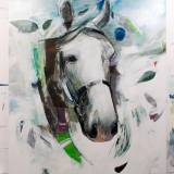 paintings, animal, graphical, animals, wildlife, blue, green, white, acrylic, flax-canvas, contemporary-art, decorative, design, horses, interior, interior-design, modern, modern-art, nordic, scandinavien, Buy original high quality art. Paintings, drawings, limited edition prints & posters by talented artists.