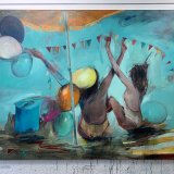 paintings, colorful, expressive, figurative, graphical, bodies, moods, movement, people, blue, orange, pink, yellow, acrylic, charcoal, cotton-canvas, oil, atmosphere, beach, beautiful, bright, contemporary-art, copenhagen, expressionism, girls, interior-design, modern, modern-art, nordic, scandinavien, sea, summer, sun, travel, women, Buy original high quality art. Paintings, drawings, limited edition prints & posters by talented artists.