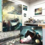 paintings, expressive, figurative, graphical, surrealistic, bodies, livestock, oceans, people, sexuality, blue, brown, pink, yellow, acrylic, charcoal, cotton-canvas, oil, spray-paint, beach, beautiful, contemporary-art, copenhagen, dark, expressionism, fantasy, female, girls, horses, icons, interior, interior-design, modern-art, nordic, scandinavien, sea, shapes, silhouette, symbolic, water, women, Buy original high quality art. Paintings, drawings, limited edition prints & posters by talented artists.