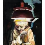 The Miracle Under My Lamp | Posters-prints, Giclee-print | Marck Fink | Beauton Art Gallery posters-prints, giclee-print, figurative, portraiture, everyday life, moods, people, beige, black, yellow, ink, paper, beautiful, expressionism, interior, interior-design, love, posters, romantic, Buy original high quality art. Paintings, drawings, limited edition prints & posters by talented artists.