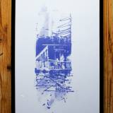 art-prints, gliceé, expressive, geometric, architecture, blue, white, ink, paper, abstract-forms, architectural, buildings, expressionism, Buy original high quality art. Paintings, drawings, limited edition prints & posters by talented artists.