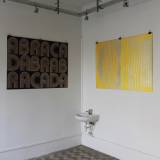 OM Red - 140 x 100 cm. Limited edition linocut print by Marta Banaszak OM linocut_interior