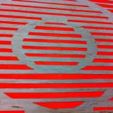 OM Red - 140 x 100 cm. Limited edition linocut print by Marta Banaszak OM linocut_stencil