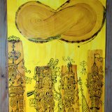 UFO | Drawings, Paintings | Mormor | Beauton Art Gallery drawings, paintings, colorful, family-friendly, graphical, illustrative, pop, architecture, cartoons, patterns, sky, black, brown, yellow, acrylic, ink, paper, lacquer, other-mediums, architectural, buildings, cities, contemporary-art, danish, decorative, design, interior, interior-design, modern, modern-art, nordic, pop-art, scandinavien, Buy original high quality art. Paintings, drawings, limited edition prints & posters by talented artists.