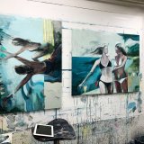 paintings, colorful, figurative, graphical, illustrative, landscape, portraiture, bodies, movement, nature, oceans, blue, brown, green, turquoise, flax-canvas, oil, beach, contemporary-art, copenhagen, danish, decorative, design, interior, interior-design, modern, modern-art, nordic, scandinavien, summer, sun, women, Buy original high quality art. Paintings, drawings, limited edition prints & posters by talented artists.