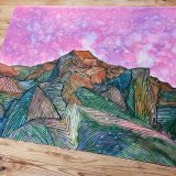 watercolor-paintings, colorful, figurative, landscape, nature, sky, pink, violet, paper, watercolor, contemporary-art, natural, tranquil, Buy original high quality art. Paintings, drawings, limited edition prints & posters by talented artists.