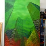 Agglomeration II | Paintings | Noemi Staniszewska | Beauton Art Gallery paintings, aesthetic, colorful, figurative, graphical, architecture, patterns, sky, technology, green, red, flax-canvas, oil, architectural, beautiful, buildings, cities, contemporary-art, cubism, detailed, interior, interior-design, modern, modern-art, Buy original high quality art. Paintings, drawings, limited edition prints & posters by talented artists.