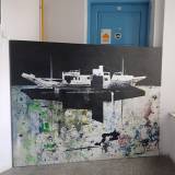 paintings, abstract, expressive, figurative, landscape, movement, nature, oceans, sailing, transportation, black, blue, grey, acrylic, flax-canvas, oil, other-mediums, abstract-forms, boats, danish, horizontal, interior, interior-design, modern, modern-art, nordic, ships, Buy original high quality art. Paintings, drawings, limited edition prints & posters by talented artists.
