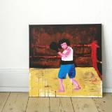 Boxing Woman I | Paintings | Anja Hemmingsen | Beauton Art Gallery paintings, expressive, figurative, bodies, movement, people, sport, beige, black, blue, red, acrylic, cotton-canvas, contemporary-art, decorative, expressionism, female, feminist, interior, interior-design, modern, modern-art, women, Buy original high quality art. Paintings, drawings, limited edition prints & posters by talented artists.