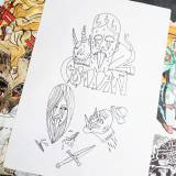 Satan | Drawings | Halfdan Pisket | Beauton Art Gallery drawings, illustrative, pop, cartoons, typography, black, grey, white, paper, marker, abstract-forms, Buy original high quality art. Paintings, drawings, limited edition prints & posters by talented artists.