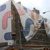 The Great Licking red - 140 x 100 cm. Limited edition linocut print by Marta Banaszak THE GREAT LICKING linocut_art project