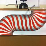 The Great Licking red - 140 x 100 cm. Limited edition linocut print by Marta Banaszak THE GREAT LICKING linocut_printing process