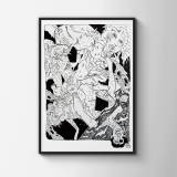 drawings, illustrative, monochrome, portraiture, surrealistic, cartoons, movement, people, sexuality, black, white, artliner, paper, erotic, faces, men, nude, sexual, sketch, Buy original high quality art. Paintings, drawings, limited edition prints & posters by talented artists.