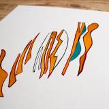 drawings, graphical, pop, cartoons, typography, green, orange, white, marker, watercolor, abstract-forms, Buy original high quality art. Paintings, drawings, limited edition prints & posters by talented artists.