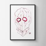 Mask II | Art-prints, Drawings, Giclee | Halfdan Pisket | Beauton Art Gallery art-prints, drawings, giclee, graphical, illustrative, portraiture, surrealistic, cartoons, moods, people, sexuality, red, white, ink, paper, marker, faces, men, sketch, Buy original high quality art. Paintings, drawings, limited edition prints & posters by talented artists.