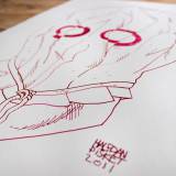 Mask II | Art-prints, Drawings, Giclee | Halfdan Pisket | Beauton Art Gallery art-prints, drawings, giclee, graphical, illustrative, portraiture, surrealistic, cartoons, moods, people, sexuality, red, white, ink, paper, marker, faces, men, sketch, Buy original high quality art. Paintings, drawings, limited edition prints & posters by talented artists.