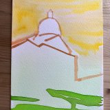 gouache-painting, watercolor-paintings, aesthetic, figurative, illustrative, architecture, religion, sky, green, red, white, yellow, gouache, paper, watercolor, beautiful, contemporary-art, decorative, design, interior, interior-design, modern, modern-art, Buy original high quality art. Paintings, drawings, limited edition prints & posters by talented artists.