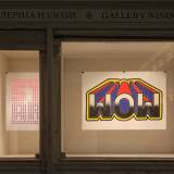 WOW/MOM - 140 x 100 cm. Limited edition linocut print by Marta Banaszak WOW/MOM linocut_exhibition