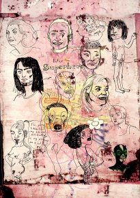 Identity | Posters-prints, Giclee-print | Louise Bech Pedersen | Beauton Art Gallery posters-prints, giclee-print, figurative, portraiture, bodies, humor, pets, black, pink, ink, paper, amusing, contemporary-art, danish, decorative, design, dogs, faces, interior, interior-design, men, modern, modern-art, nordic, scandinavien, Buy original high quality art. Paintings, drawings, limited edition prints & posters by talented artists.